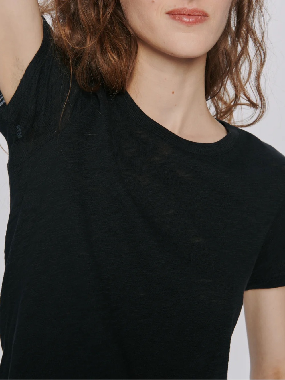 ATM Women’s Short Sleeve Slub Jersey Schoolboy Crew Neck Tee Black M - Picture 5 of 16